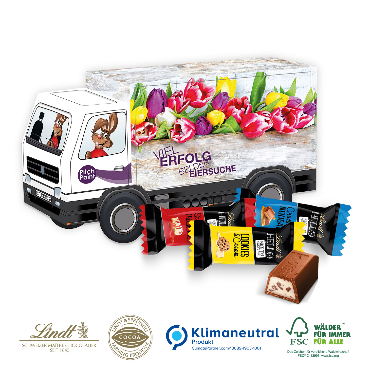 3D Präsent LKW mit süßer Füllung, Klimaneutral, FSC®