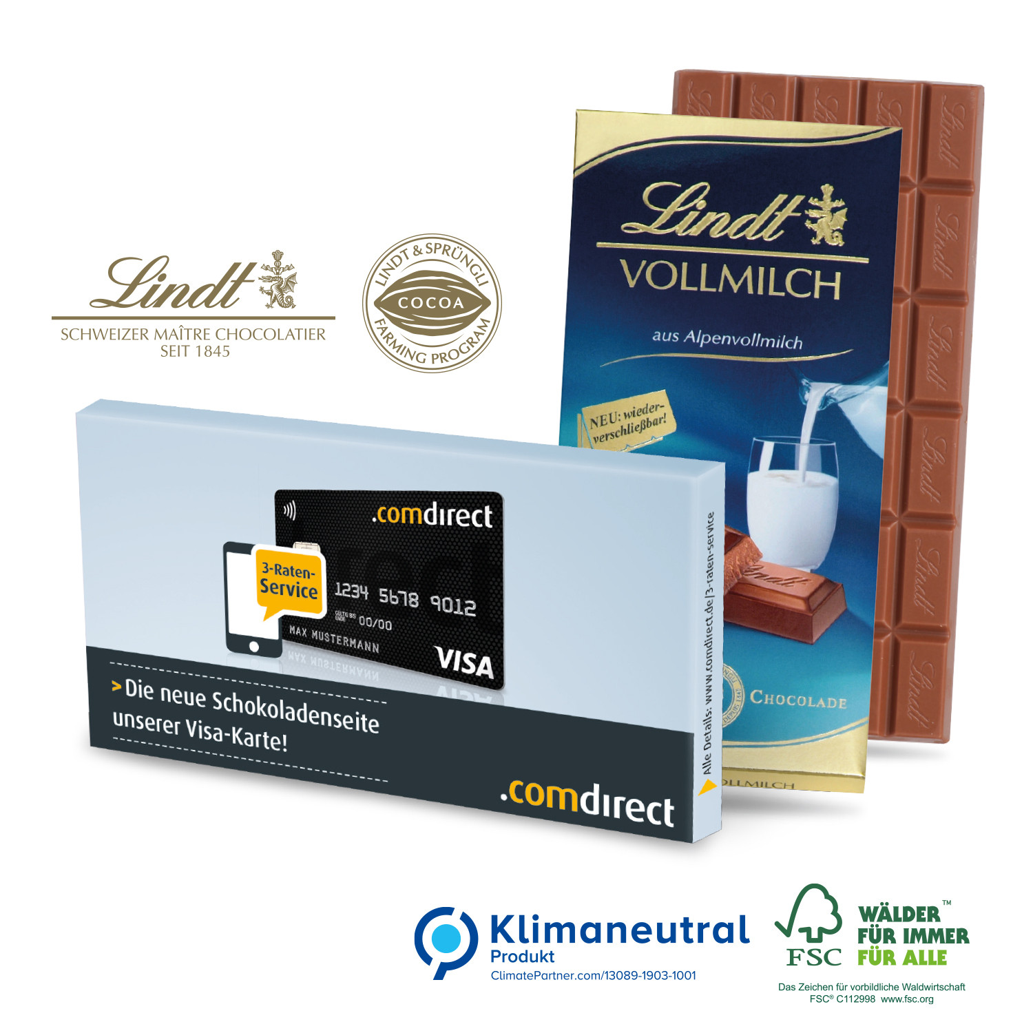 Premium Schokolade von Lindt, 100 g, Klimaneutral, FSC®