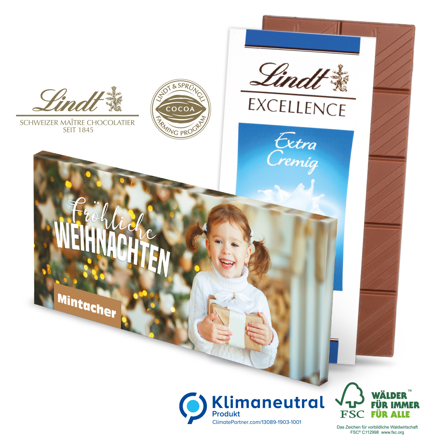Schokoladentafel Excellence von Lindt, Klimaneutral, FSC®