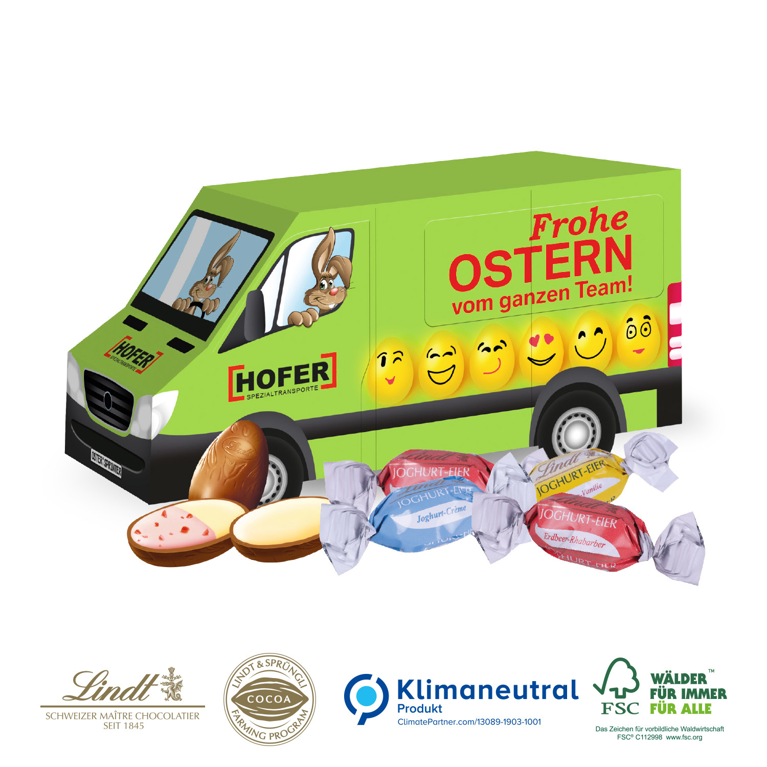 3D Präsent Transporter mit süßer Füllung, Klimaneutral, FSC®