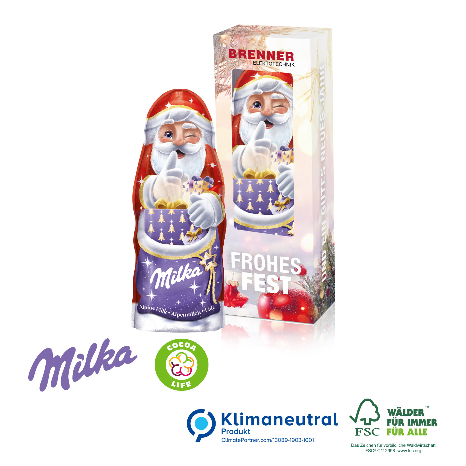 Milka Weihnachtsmann, 45 g, Klimaneutral, FSC®
