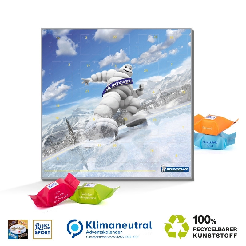 Adventskalender quadratisch mit Ritter SPORT Mini