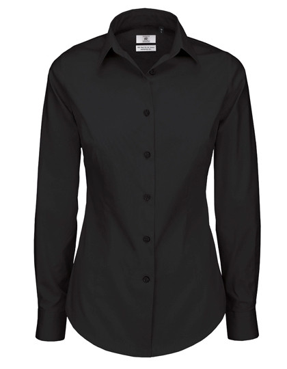 Women´s Poplin Shirt Black Tie Long Sleeve
