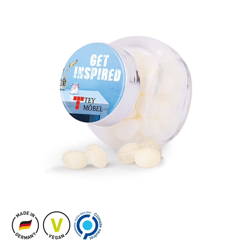 Bonbonglas Mini Doming weiß, Japanische Minze