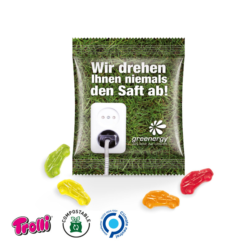 Trolli - Fruchtgummi Minitüte 10g, "Auto", kompostierbare Folie