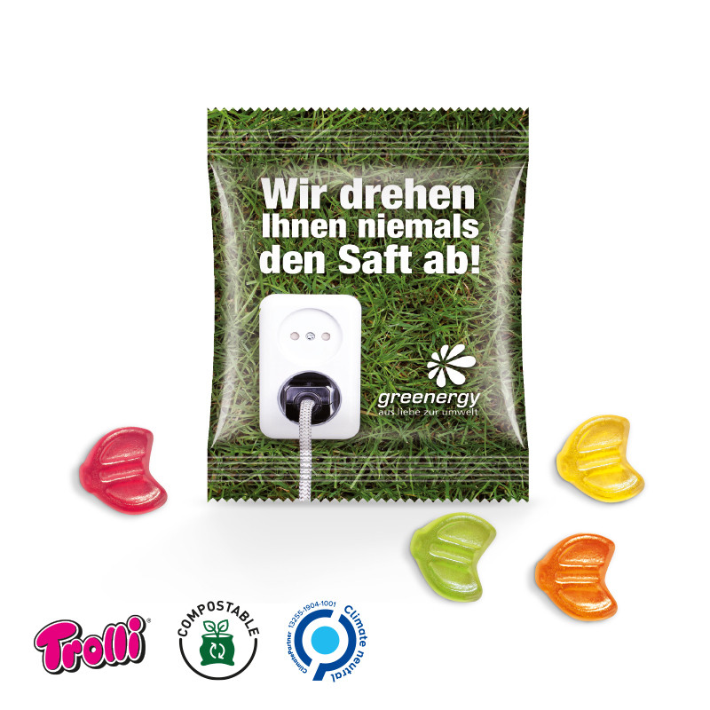 Trolli - Fruchtgummi Minitüte 10g, "Euro-Zeichen", kompostierbare Folie