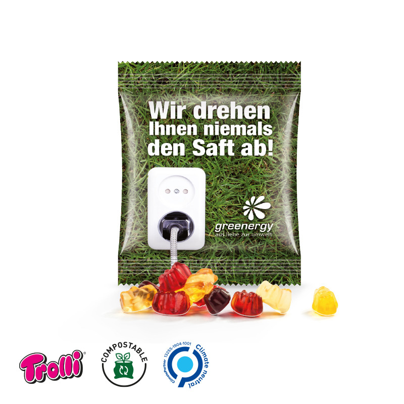 Trolli - Fruchtsaft Gummibärchen Minitüte 15g, kompostierbare Folie