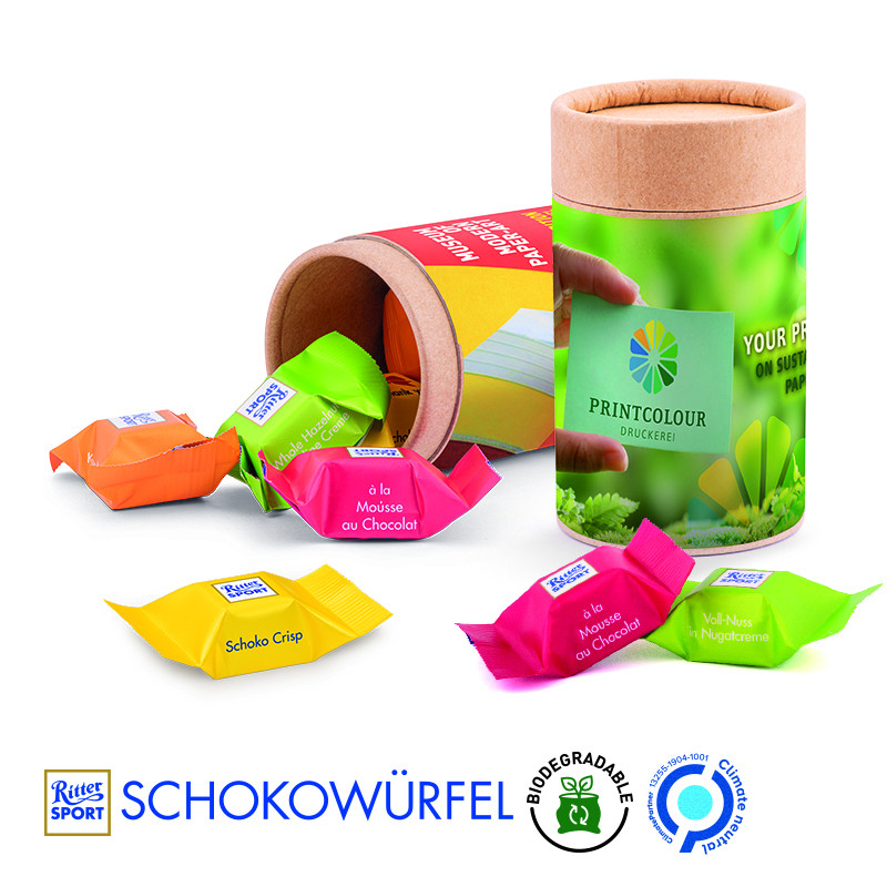 Papierdose Eco Midi Ritter SPORT Schokowürfel