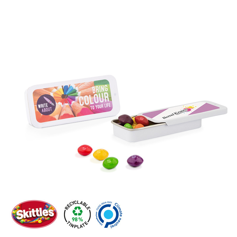 Schiebedeckeldose, Skittles Kaubonbons