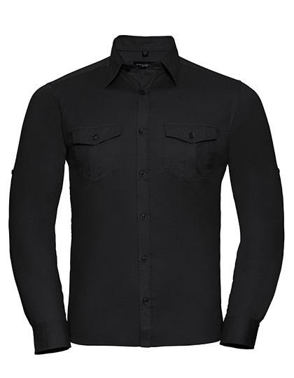 Men`s Roll Long Sleeve Fitted Twill Shirt