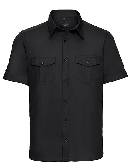 Men`s Roll Short Sleeve Fitted Twill Shirt