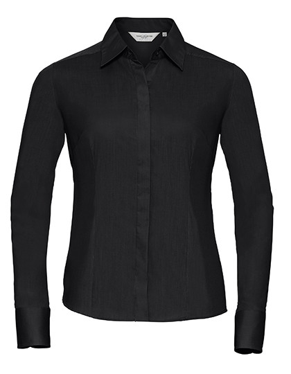 Ladies` Long Sleeve Fitted Polycotton Poplin Shirt