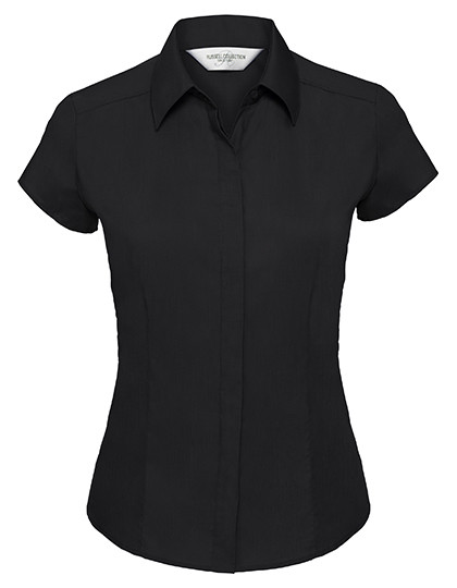 Ladies` Cap Sleeve Fitted Polycotton Poplin Shirt