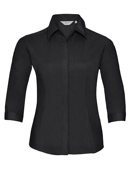 Ladies` 3/4 Sleeve Fitted Polycotton Poplin Shirt