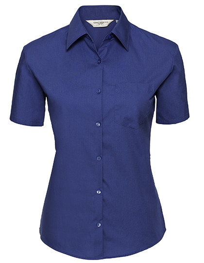 Ladies` Short Sleeve Classic Pure Cotton Poplin Shirt