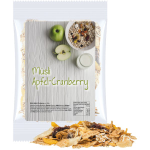 Müsli Apfel-Cranberry, ca. 60g, Express Maxi-Tüte mit Etikett