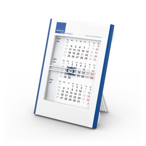 Tisch-Aufstellkalender Roll-Up 3 bestseller, weiß-blau