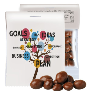 Bio Schoko-Erdnüsse, ca. 15g, Express Midi-Tüte mit Werbereiter