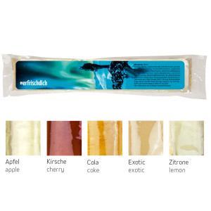 Bio Wassereis im 5er Sortenmix (Apfel, Kirsche, Cola, Exotic, Zitrone), 30 ml, Express Schlauchtüte mit Etikett