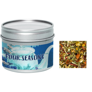 Bio Kräutertee Vierjahreszeiten, ca. 15g, Metalldose mit Sichtfenster