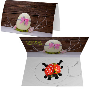 Schoko-Marienkäfer, ca. 6g, Werbekarte gefaltet