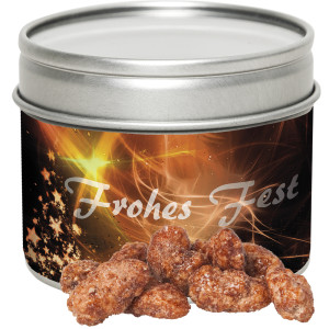 Bio Feuergebrannte Mandeln, ca. 60g, Metalldose mit Sichtfenster