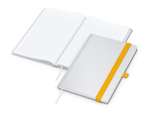 Business-Notizbücher - fest gebunden Match-Book White A5 bestseller, gloss-individuell