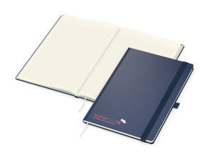 Business-Notizbücher - fest gebunden Vision-Book Creme A4 bestseller, dunkelblau Siebdruck-Digital