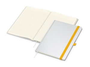 Business-Notizbücher - fest gebunden Match-Book Creme A4 bestseller, gloss-individuell
