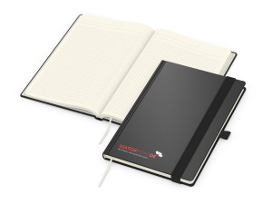 Business-Notizbücher - fest gebunden Vision-Book Creme A5 bestseller, schwarz Siebdruck-Digital