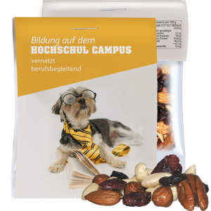 Premium Studentenfutter, ca. 15g, Express Midi-Tüte mit Werbereiter
