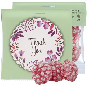 Himbeer Bonbons, ca. 7g, Express Mini-Tüte mit Werbereiter