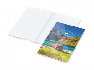 Business-Notizbücher - fest gebunden Copy-Book White A4 bestseller, 4C-Digital, gloss-individuell 