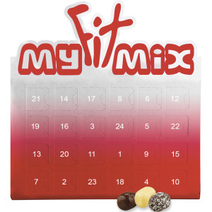 Schokolierte Kokoswürfel-Mix, ca. 80g, Adventskalender Mini individuelle Sonderform