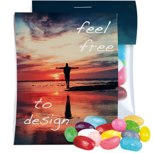 Jelly Beans sauer-Mix, ca. 15g, Express Midi-Tüte mit Werbereiter