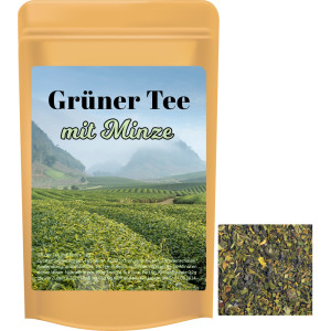 Bio Grüner Tee mit Minze, ca. 12g, Standbeutel Mini