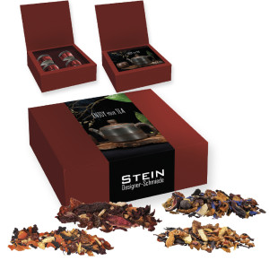 Verschiedene Weihnachts Teesorten, , ca. 120g, Geschenk-Set Premium mit 4 Sichtfensterdosen