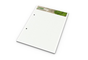 Print-Werbemittel Schreibblock A5 recycling, 50 Blatt  mit 2-fach Abheftlochung 