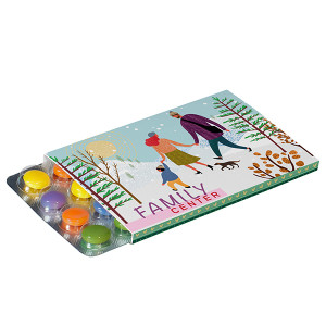 Werbeschuber für Kleinster (Advents-)Kalender der Welt mit Schokolinsen