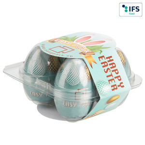 4er Eier-Box mit Werbebanderole