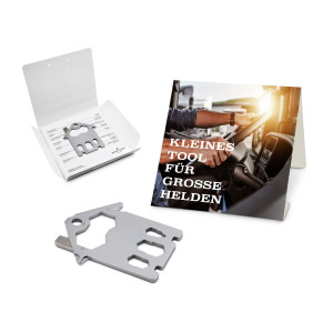 Geschenkartikel: ROMINOX® Key Tool House / Haus (21 Funktionen) im Motiv-Mäppchen Große Helden