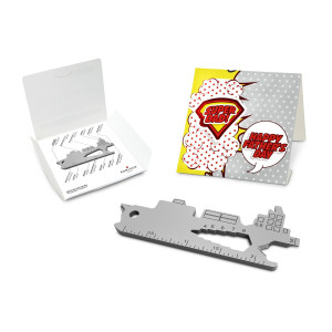 Geschenkartikel: ROMINOX® Key Tool Cargo Ship / Containerschiff (19 Funktionen) im Motiv-Mäppchen Super Dad