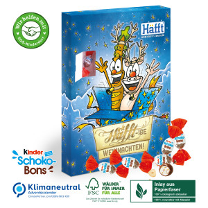 Adventskalender Kinder® Schoko-Bons, Klimaneutral, FSC®, Inlay aus Papierfaser