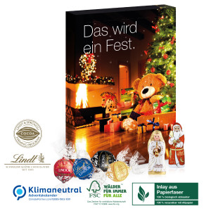 Adventskalender Lindt Lindor, Klimaneutral, FSC®, Inlay aus Papierfaser