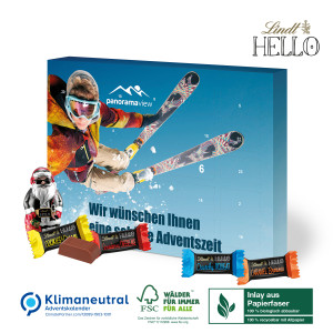 Adventskalender Lindt HELLO mit Santa, Klimaneutral, FSC®, Inlay aus Papierfaser