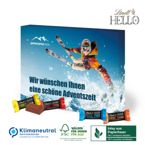 Adventskalender Lindt HELLO, Klimaneutral, FSC®, Inlay aus Papierfaser