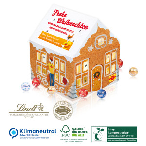 Adventskalender Lindt Weihnachtshaus, Klimaneutral, FSC®, Inlay kompostierbar