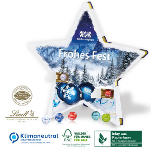 Adventskalender Lindt Stern, Klimaneutral, FSC®, Inlay aus Papierfaser