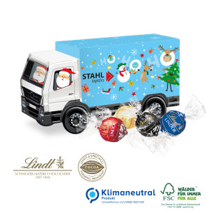 3D Präsent LKW mit Lindt Lindor Pralinés, Klimaneutral, FSC®