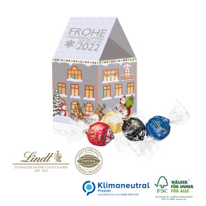 3D Präsent Haus mit Lindt Lindor Pralinés, Klimaneutral, FSC®